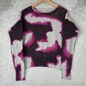 Jamison Sweater Womens Medium Purple Abstract Tie Dye Knit Crew Neck Pullover